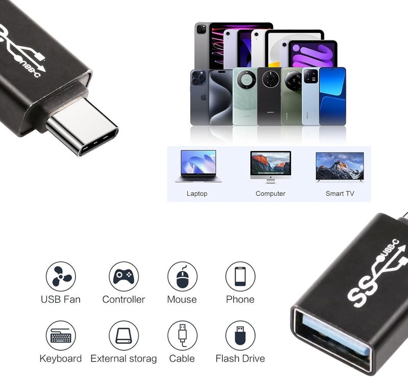 Pastall 4-Pack Upgraded USB 3.1 Adapters - Type C to USB A Charger Converter Set - Image 2
